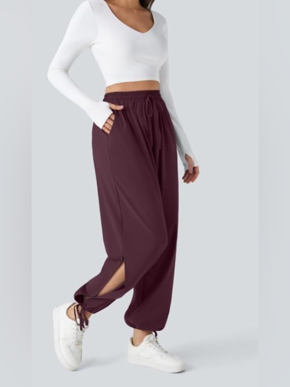 MEDIUM.   HALARA BREEZEFUL WIDE SLIT LEG ADJUSTABLE HEM RESORT PANTS